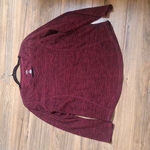 Maroon and black v neck sweater